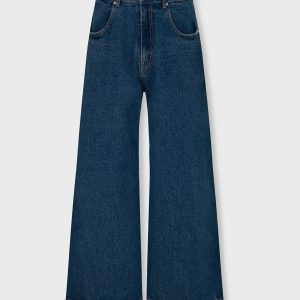 Women's High-Rise Wide-Leg Denim Jeans - Medium Blue Wash