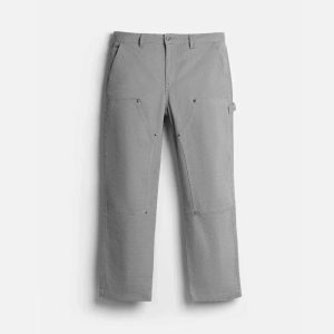 Men's Double-Knee Straight Leg Work Pants, Gray