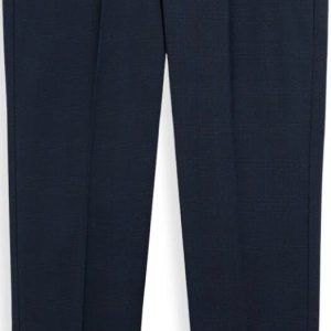 Men's Navy Blue Flat-Front Slim-Fit Dress Trousers