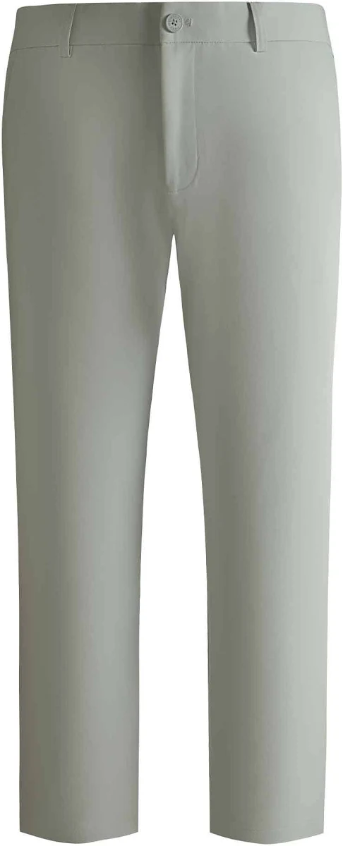 Men's Flat-Front Straight-Leg Trousers, Light Sage Green image 1
