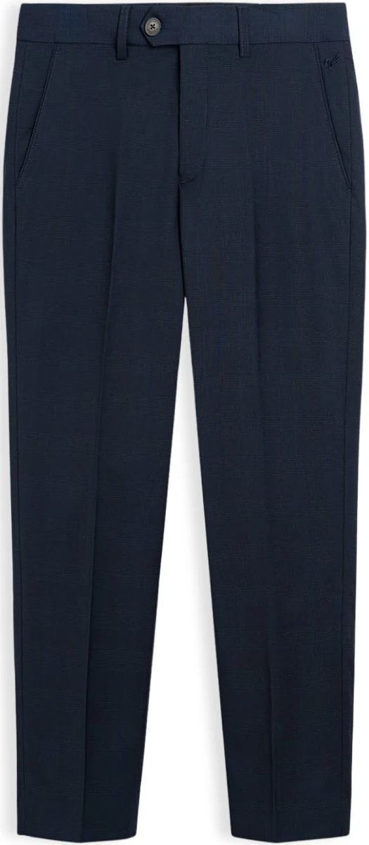 Men's Navy Blue Flat-Front Slim-Fit Dress Trousers image 1
