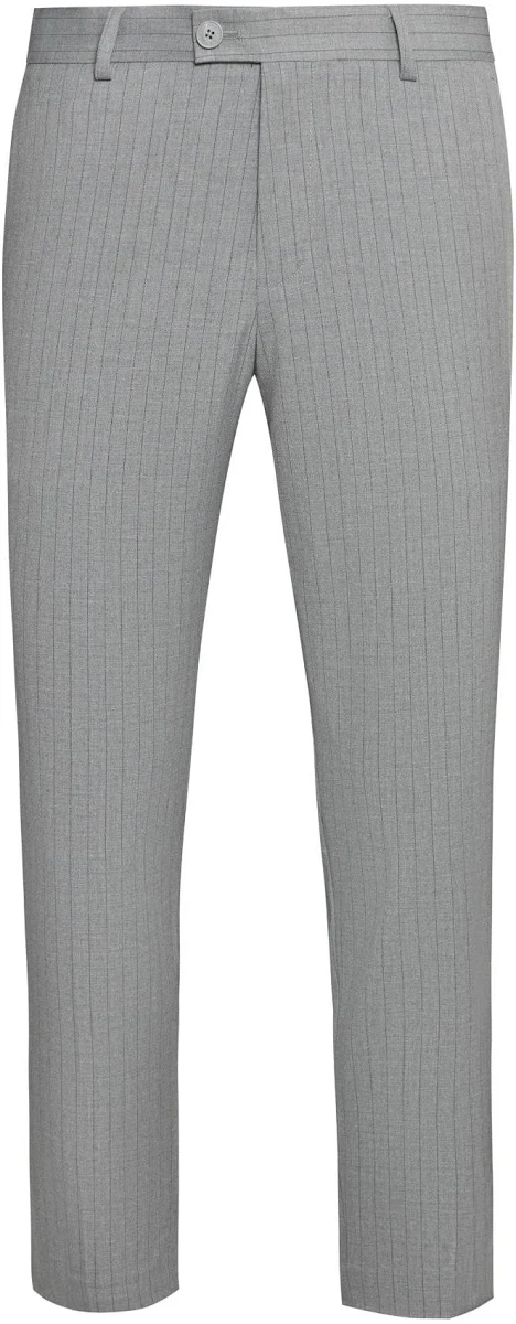 Men's Slim-Fit Dress Pants with Micro-Check Pattern, Gray image 1