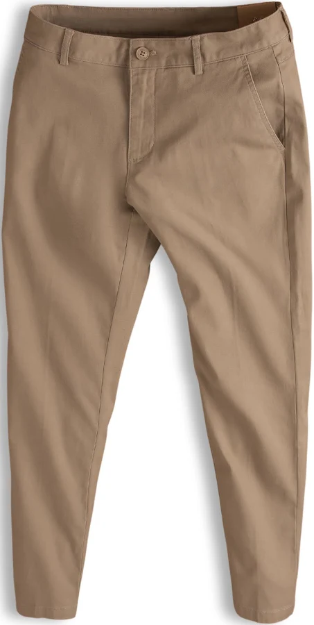Men's Tapered Chino Pants - Khaki Cotton Blend image 1
