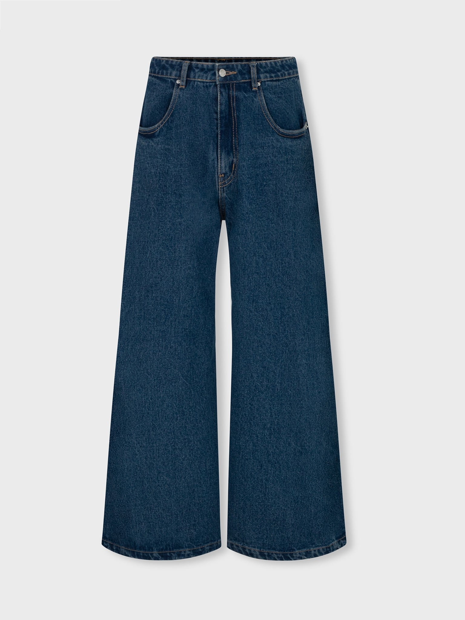 Women's High-Rise Wide-Leg Denim Jeans â€“ Medium Blue Wash image 1